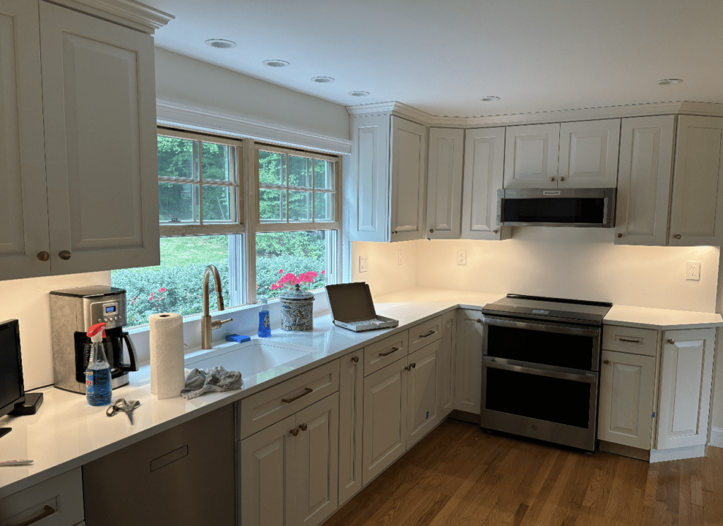 Finished residential kitchen lighting and electrical work
